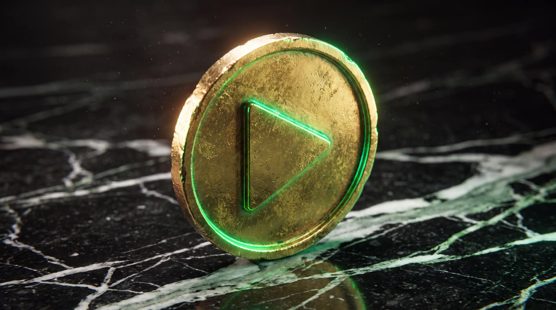 Moneda MoneyMation sobre mármol